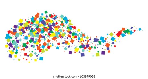 Festive colorful rectangle confetti background. Vector illustration for decoration of holidays, postcards, posters, websites, carnivals, birthday and children's parties.