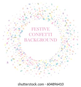 Festive colorful rectangle confetti background. Vector illustration for decoration of holidays, postcards, posters, websites, carnivals, birthday and children's parties.