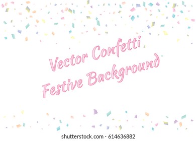 Festive colorful rectangle confetti background. Vector illustration for decoration of holidays, postcards, posters, websites, carnivals, birthday and children's parties.