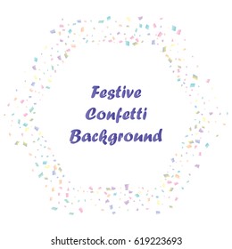 Festive colorful rectangle confetti background. Vector illustration for decoration of holidays, postcards, posters, websites, carnivals, birthday and children's parties.