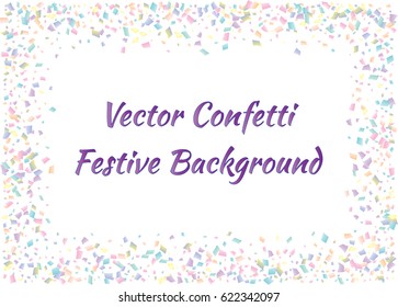 Festive colorful rectangle confetti background. Vector illustration for decoration of holidays, postcards, posters, websites, carnivals, birthday and children's parties.