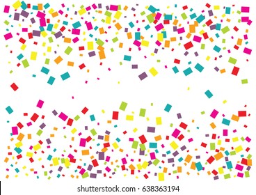 Festive colorful rectangle confetti background. Rectangle vector texture for holidays, postcards, posters, websites, carnivals, birthday and children's parties. Cover mock-up.