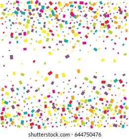 Festive colorful rectangle confetti background. Square  vector texture for holidays, postcards, posters, websites, carnivals, birthday and children's parties. Cover mock-up.