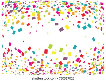 Festive colorful rectangle confetti background. Twisted  vector texture for holidays, postcards, posters, websites, carnivals, birthday and children's parties. Cover mock-up. New year, Christmas theme