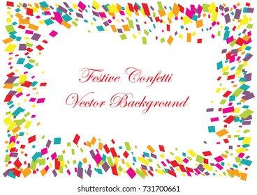 Festive colorful rectangle confetti background. Twisted  vector texture for holidays, postcards, posters, websites, carnivals, birthday and children's parties. Cover mock-up. New year, Christmas theme