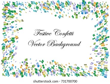 Festive colorful rectangle confetti background. Twisted  vector texture for holidays, postcards, posters, websites, carnivals, birthday and children's parties. Cover mock-up. New year, Christmas theme