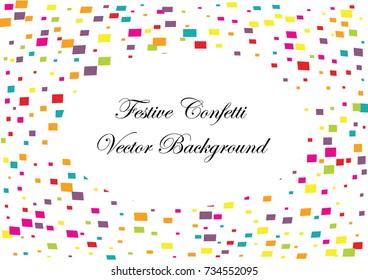 Festive colorful rectangle confetti background. Twisted  vector texture for holidays, postcards, posters, websites, carnivals, birthday and children's parties. Cover mock-up. New year, Christmas theme