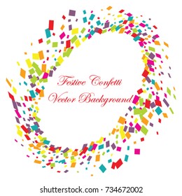 Festive colorful rectangle confetti background. Twisted  vector texture for holidays, postcards, posters, websites, carnivals, birthday and children's parties. Cover mock-up. New year, Christmas theme