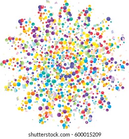 Festive colorful rectangle and round confetti background. Vector illustration for decoration of holidays, postcards, posters, websites, carnivals, birthday and children's parties.