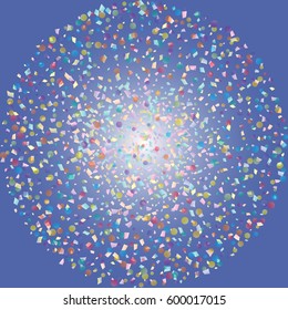 Festive colorful rectangle and round confetti background. Vector illustration for decoration of holidays, postcards, posters, websites, carnivals, birthday and children's parties.