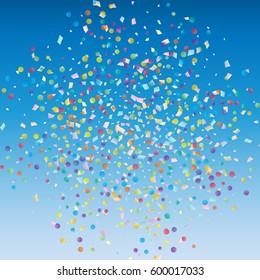Festive colorful rectangle and round confetti background. Vector illustration for decoration of holidays, postcards, posters, websites, carnivals, birthday and children's parties.