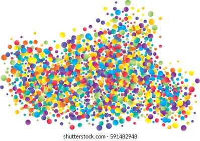 Festive colorful round confetti background. Vector illustration for decoration of holidays, postcards, posters, websites, carnivals, birthday and children's parties.