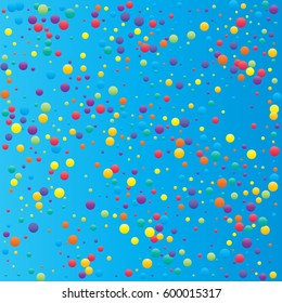 Festive colorful round confetti background. Vector illustration for decoration of holidays, postcards, posters, websites, carnivals, birthday and children's parties.