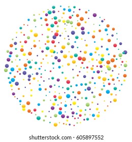 Festive colorful round confetti background. Vector illustration for decoration of holidays, postcards, posters, websites, carnivals, birthday and children's parties.