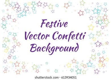 Festive colorful round confetti background. Vector illustration for decoration of holidays, postcards, posters, carnivals, birthday and children's parties.