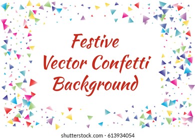 Festive colorful round confetti background. Vector illustration for decoration of holidays, postcards, posters, carnivals, birthday and children's parties.