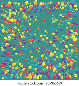 Festive colorful round confetti background.  vector texture for holidays, postcards, posters, websites, carnivals, birthday and children's parties. Cover mock-up. New year, Christmas theme