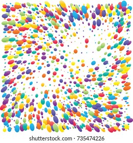 Festive colorful round confetti background. Twisted  vector texture for holidays, postcards, posters, websites, carnivals, birthday and children's parties. Cover mock-up. New year, Christmas theme