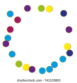 Festive colorful round confetti background. Vector illustration for decoration of holidays, postcards, posters, websites, birthday and children's parties.