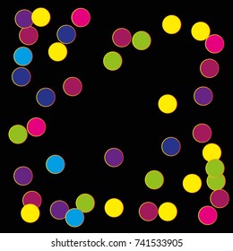 Festive colorful round confetti background. Vector illustration for decoration of holidays, postcards, posters, websites, birthday and children's parties.