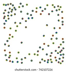 Festive colorful round confetti background. Vector illustration for decoration of holidays, postcards, posters, websites, carnivals, birthday and children's parties.