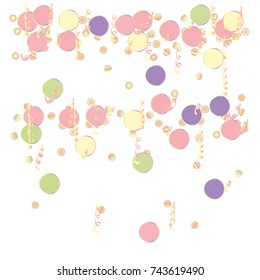 Festive colorful round confetti background. Vector illustration for decoration of holidays, postcards, posters, websites, carnivals, birthday and children's parties. White background
