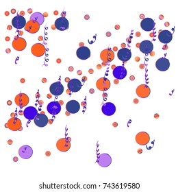 Festive colorful round confetti background. Vector illustration for decoration of holidays, postcards, posters, websites, carnivals, birthday and children's parties. White background