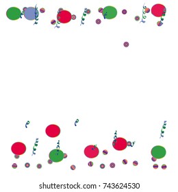 Festive colorful round confetti background. Vector illustration for decoration of holidays, postcards, posters, websites, carnivals, birthday and children's parties. White background