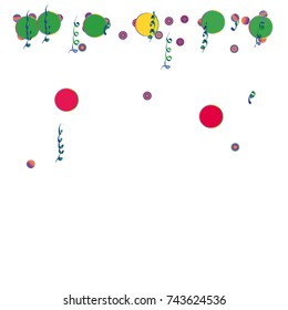 Festive colorful round confetti background. Vector illustration for decoration of holidays, postcards, posters, websites, carnivals, birthday and children's parties. White background