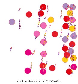 Festive colorful round confetti background. Vector illustration for decoration of holidays, postcards, posters, websites, carnivals, birthday and children's parties. White background