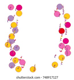 Festive colorful round confetti background. Vector illustration for decoration of holidays, postcards, posters, websites, carnivals, birthday and children's parties. White background