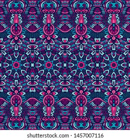 Festive colorful seamless vector Bright mandala art pattern psychedelic doodle