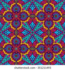 Festive Colorful seamless vector pattern ornamental. Geometric print
