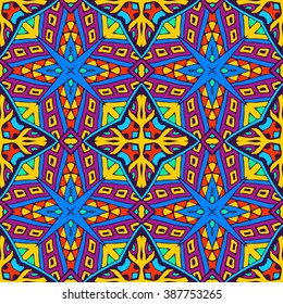 Festive Colorful seamless vector pattern ornamental. Geometric print