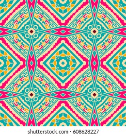 Festive Colorful seamless vector pattern ornamental. Geometric print