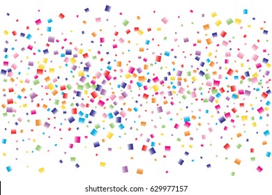 Festive colorful square confetti background. Vector illustration for decoration of holidays, postcards, posters, websites, carnivals, birthday and children's parties.
