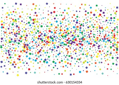 Festive colorful square confetti background. Vector illustration for decoration of holidays, postcards, posters, websites, carnivals, birthday and children's parties.