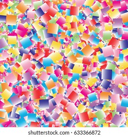 Festive colorful square confetti background. Square vector texture for holidays, postcards, posters, websites, carnivals, birthday and children's parties. Cover mock-up.