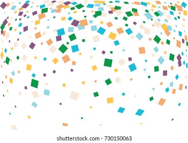 Festive colorful square confetti background. Twisted  vector texture for holidays, postcards, posters, websites, carnivals, birthday and children's parties. Cover mock-up. New year, Christmas theme