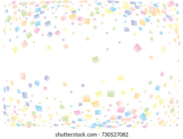 Festive colorful square confetti background. Twisted  vector texture for holidays, postcards, posters, websites, carnivals, birthday and children's parties. Cover mock-up. New year, Christmas theme