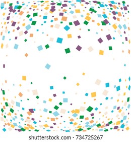 Festive colorful square confetti background. Twisted  vector texture for holidays, postcards, posters, websites, carnivals, birthday and children's parties. Cover mock-up. New year, Christmas theme