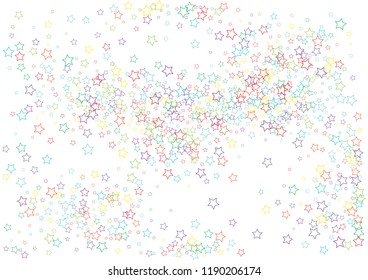 Festive colorful star confetti background. Abstract frame confetti texture for holiday, postcard, poster, website, carnivals, birthday and children's parties. Cover confetti mock-up. Wedding card