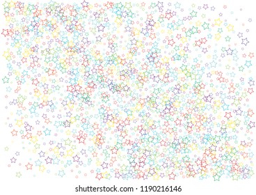 Festive colorful star confetti background. Abstract frame confetti texture for holiday, postcard, poster, website, carnivals, birthday and children's parties. Cover confetti mock-up. Wedding card
