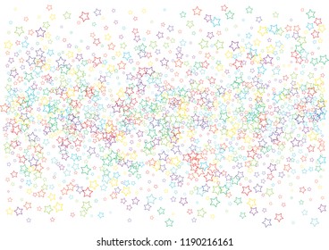 Festive colorful star confetti background. Abstract frame confetti texture for holiday, postcard, poster, website, carnivals, birthday and children's parties. Cover confetti mock-up. Wedding card