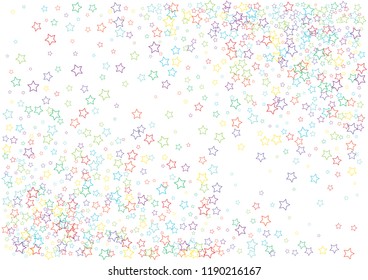 Festive colorful star confetti background. Abstract frame confetti texture for holiday, postcard, poster, website, carnivals, birthday and children's parties. Cover confetti mock-up. Wedding card