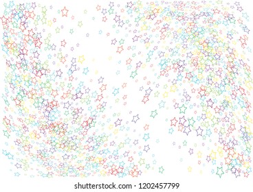 Festive colorful star confetti background. Abstract frame confetti texture for holiday, postcard, poster, website, carnivals, birthday and children's parties. Cover confetti mock-up. Wedding card