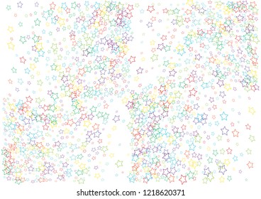 Festive colorful star confetti background. Abstract frame confetti texture for holiday, postcard, poster, website, carnivals, birthday and children's parties. Cover confetti mock-up. Wedding card