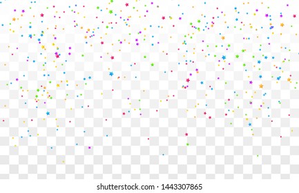 Festive colorful star confetti background. Ecstatic vector illustration. Rectangle vector texture for holidays, postcards, posters, websites, carnivals, birthday and children's parties.