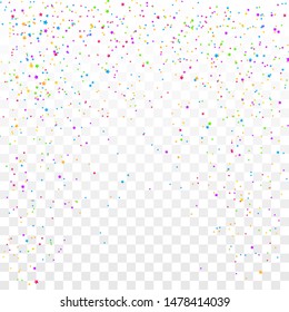 Festive colorful star confetti background. Ecstatic vector illustration. Rectangle vector texture for holidays, postcards, posters, websites, carnivals, birthday and children's parties.