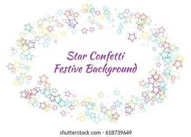Festive colorful star confetti background. Vector illustration for decoration of holidays, postcards, posters, websites, carnivals, birthday and children's parties.